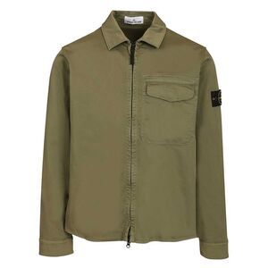 Stone Island Men Stretch Organic Cotton Satin Overshirt